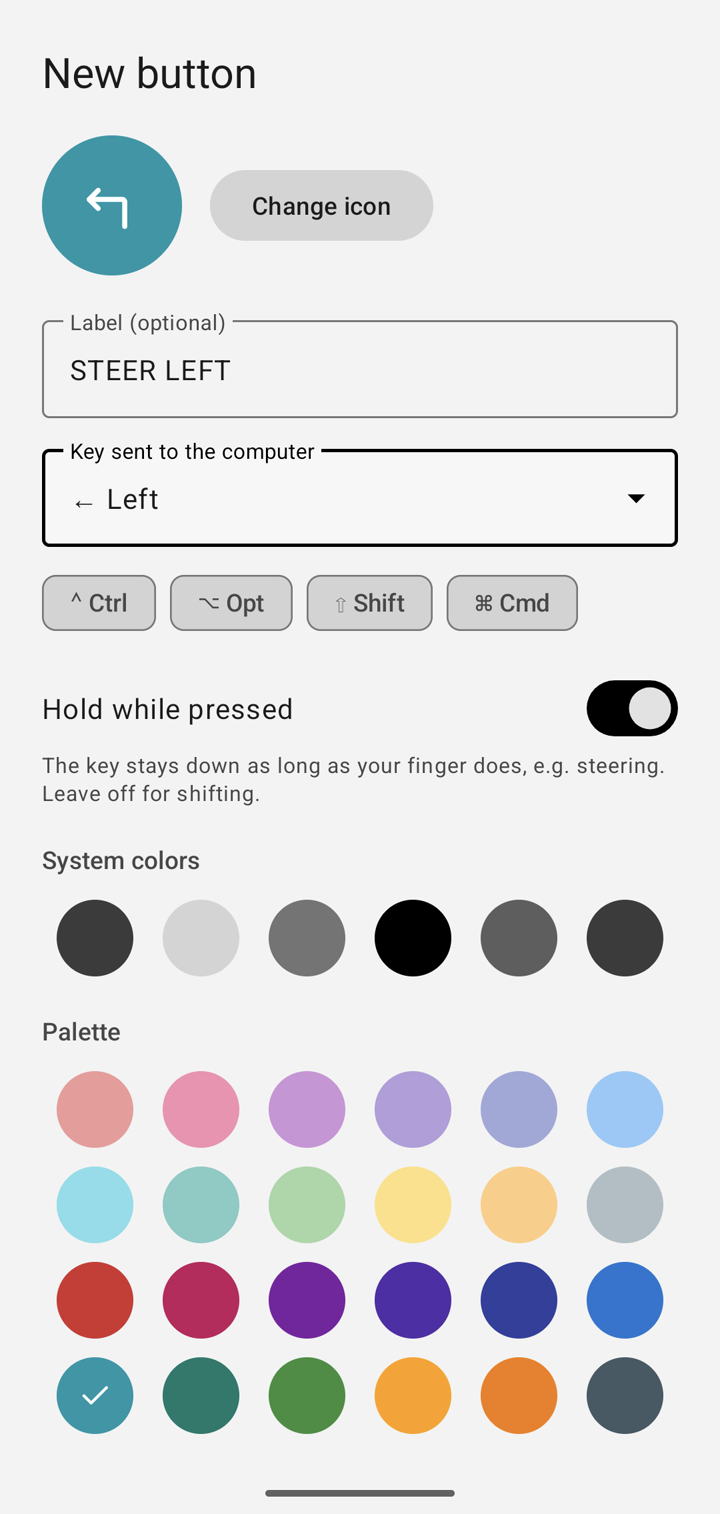 Editing a button in GearPad Pro
